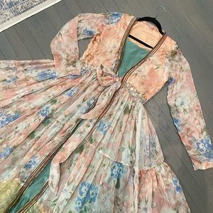 Indian Pakistani double part plunge strappy maxi dress